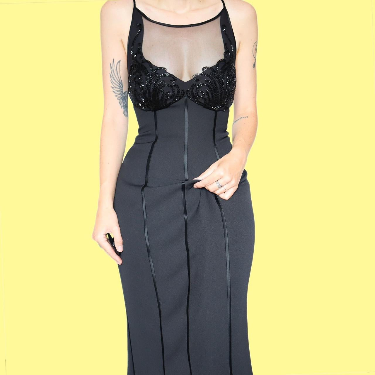 Black Fitted After Six by Ronald Joyce Evening Dress UK 14 Scum Vintage Black Fitted After Six by Ronald Joyce Evening Dress UK 14 Scum Vintage