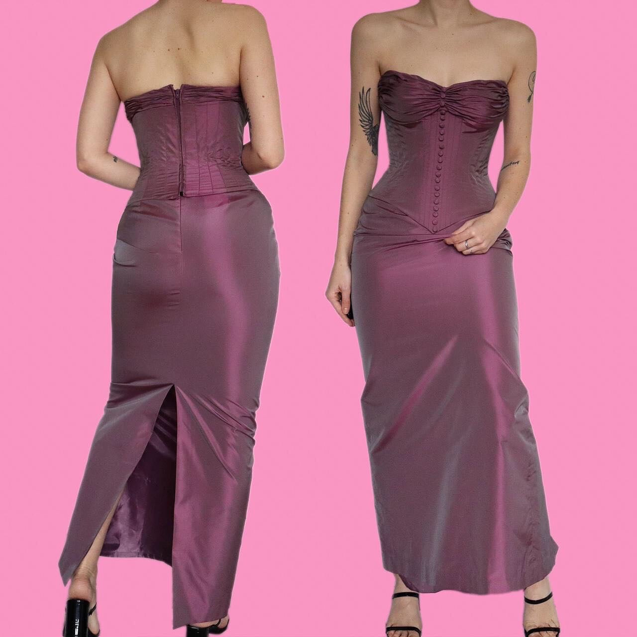 Beautiful lilac John Charles 2 piece corset/skirt set UK 10-12