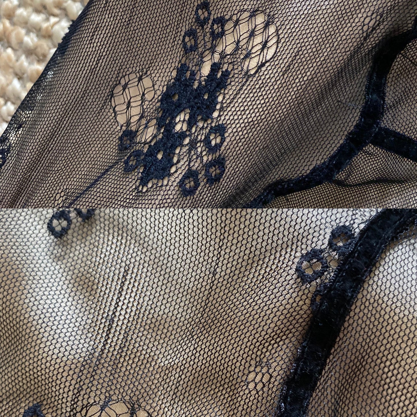 Strapless black lace fitted dress UK 12