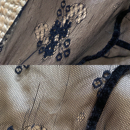 Strapless black lace fitted dress UK 12