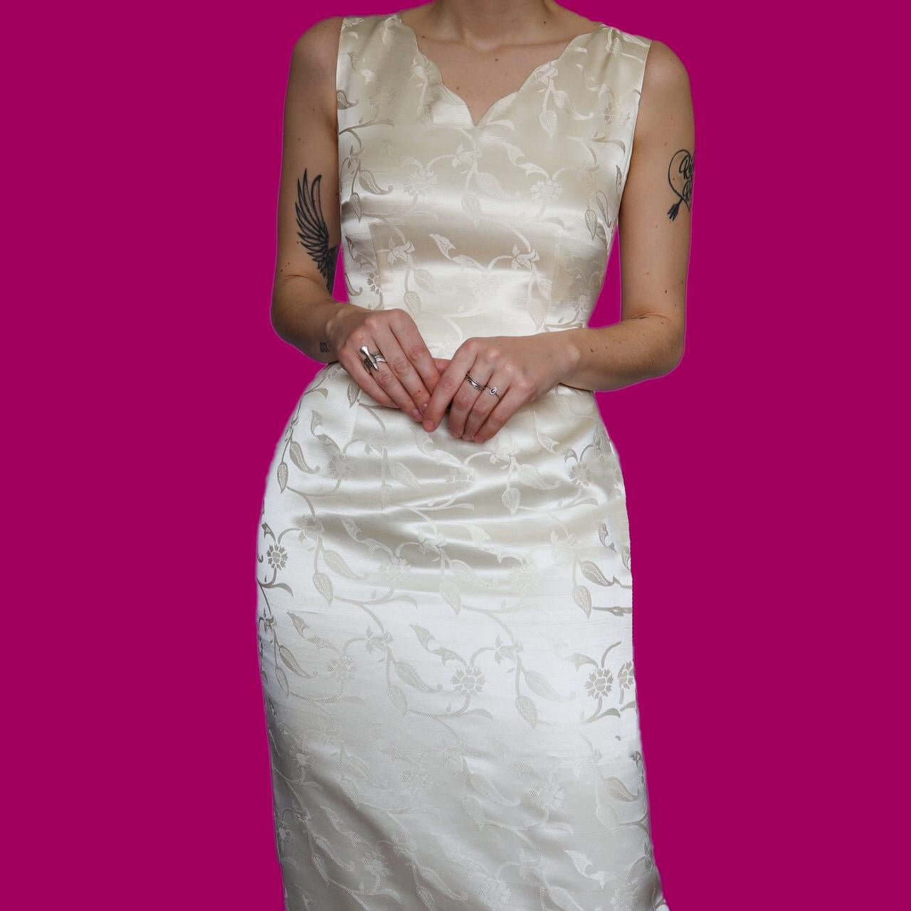 Stunning Monsoon Twilight 100% silk white evening dress UK 10