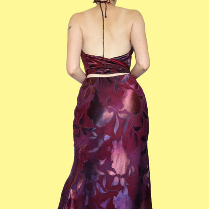 Floral halter neck evening dress UK 10