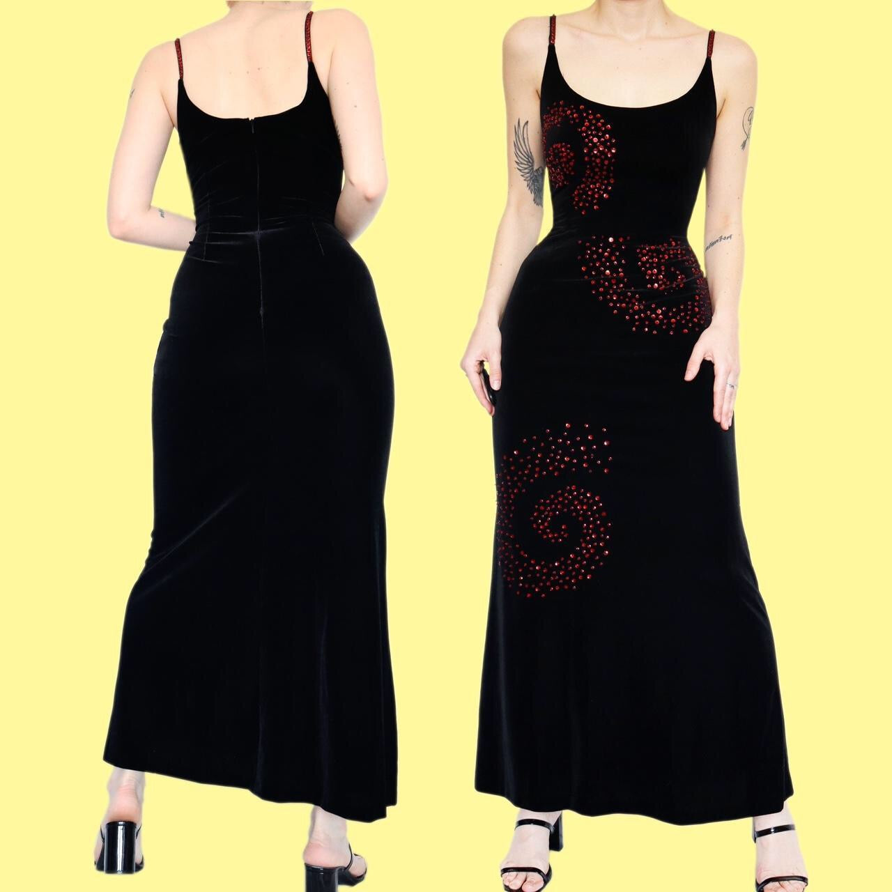 Beautiful black velvet sequin evening dress UK 10