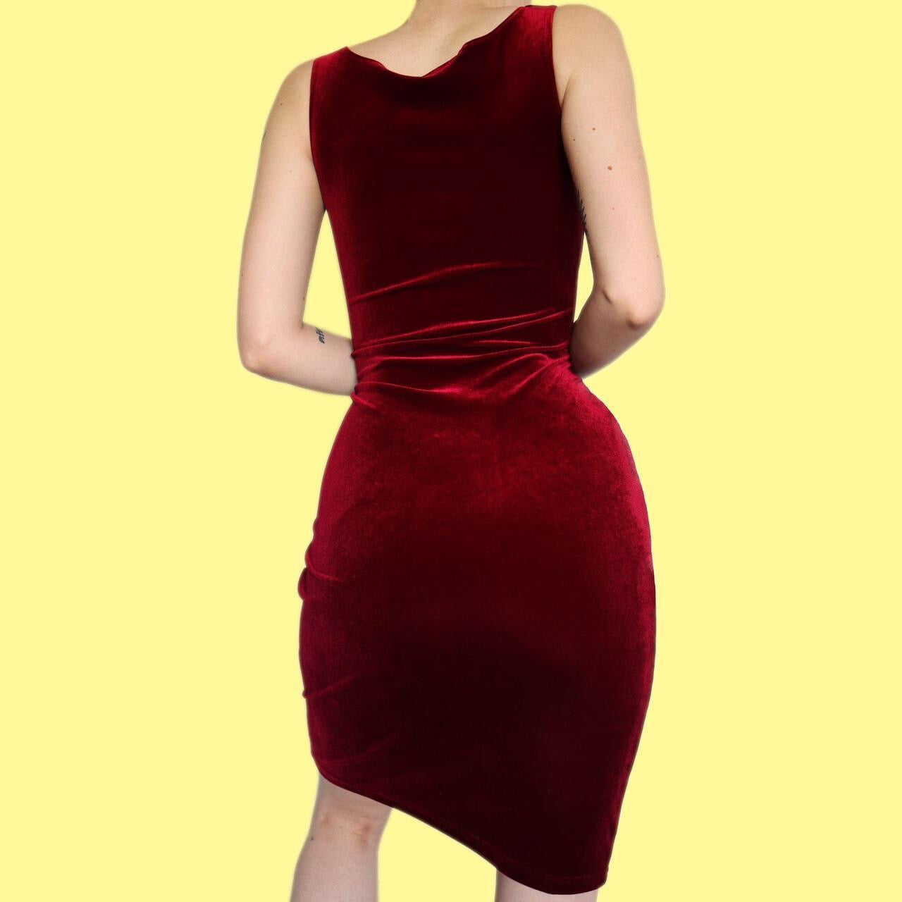 Beautiful red velvet diamanté detail mini party dress UK 12