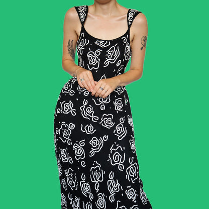 Black 100% Silk Sequin Evening Dress UK 14