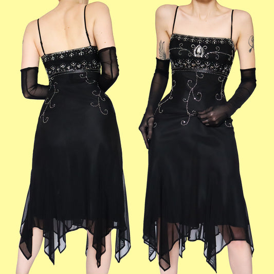 Black beaded midi dress UK 10 & UK 12