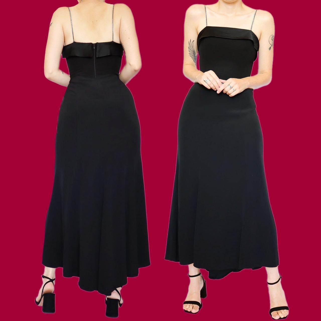 Black diamanté slip evening dress UK 12