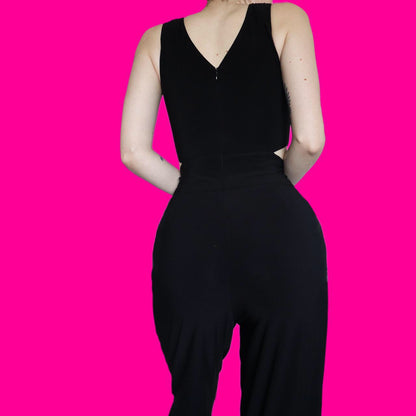 Stunning black stretch cut out jumpsuit UK 14