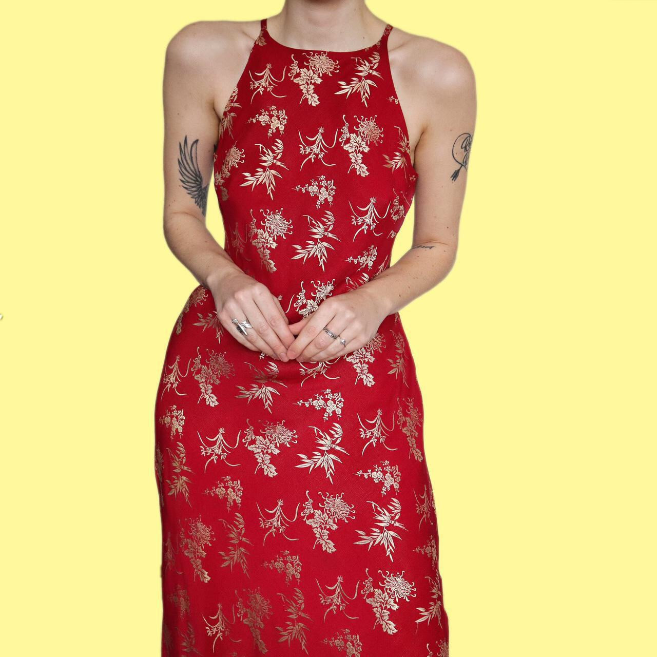 Stunning red/gold Principles petite evening dress