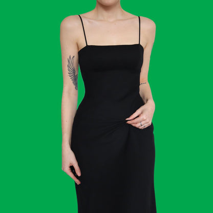 Super chic black chiffon evening dress UK 8