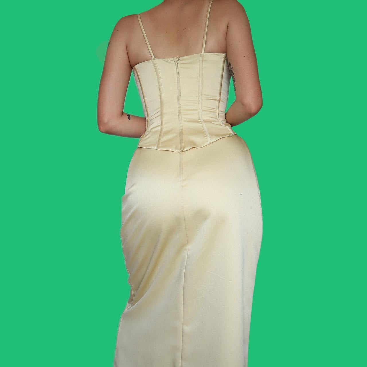 Stunning Hilary Morgan yellow 2 piece corset & skirt set UK 8-10