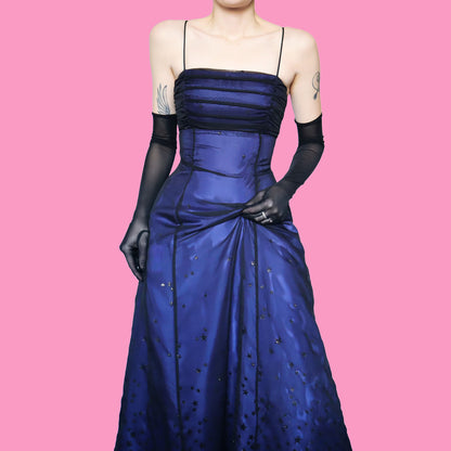 Glittery star print a line evening dress UK 12