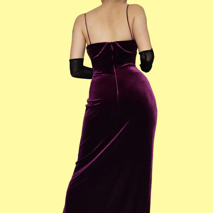 Purple Gina Bacconi velvet evening dress UK 12