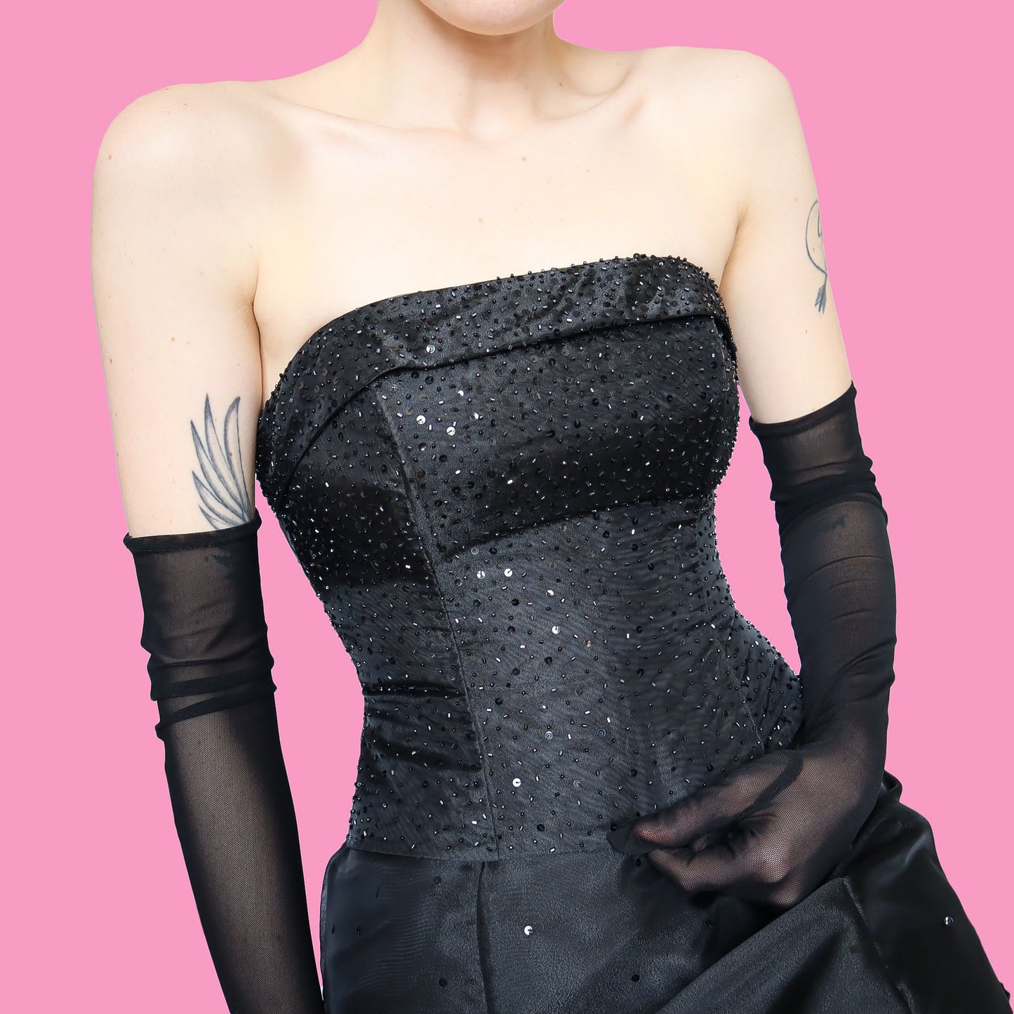 Black beaded organza 2 piece set UK 6