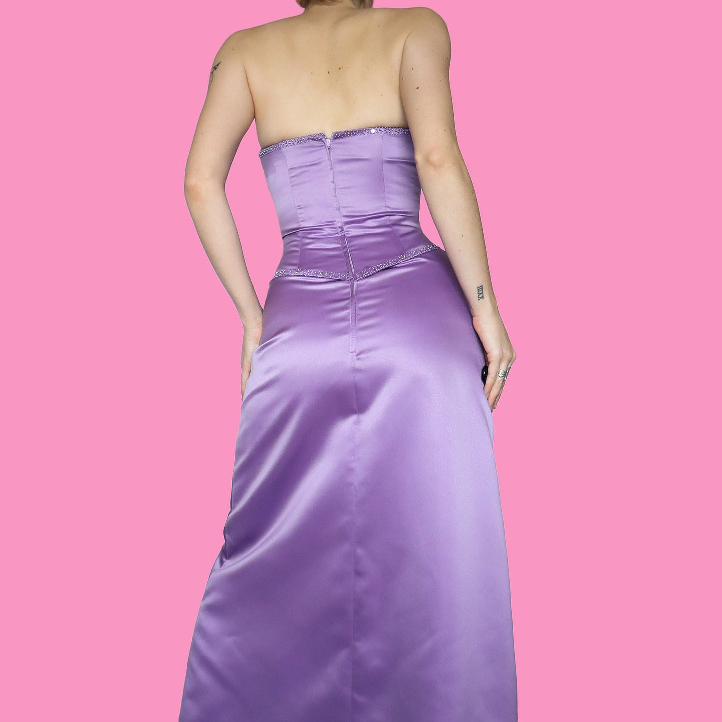 Hilary Morgan lilac strapless corset evening dress UK 8