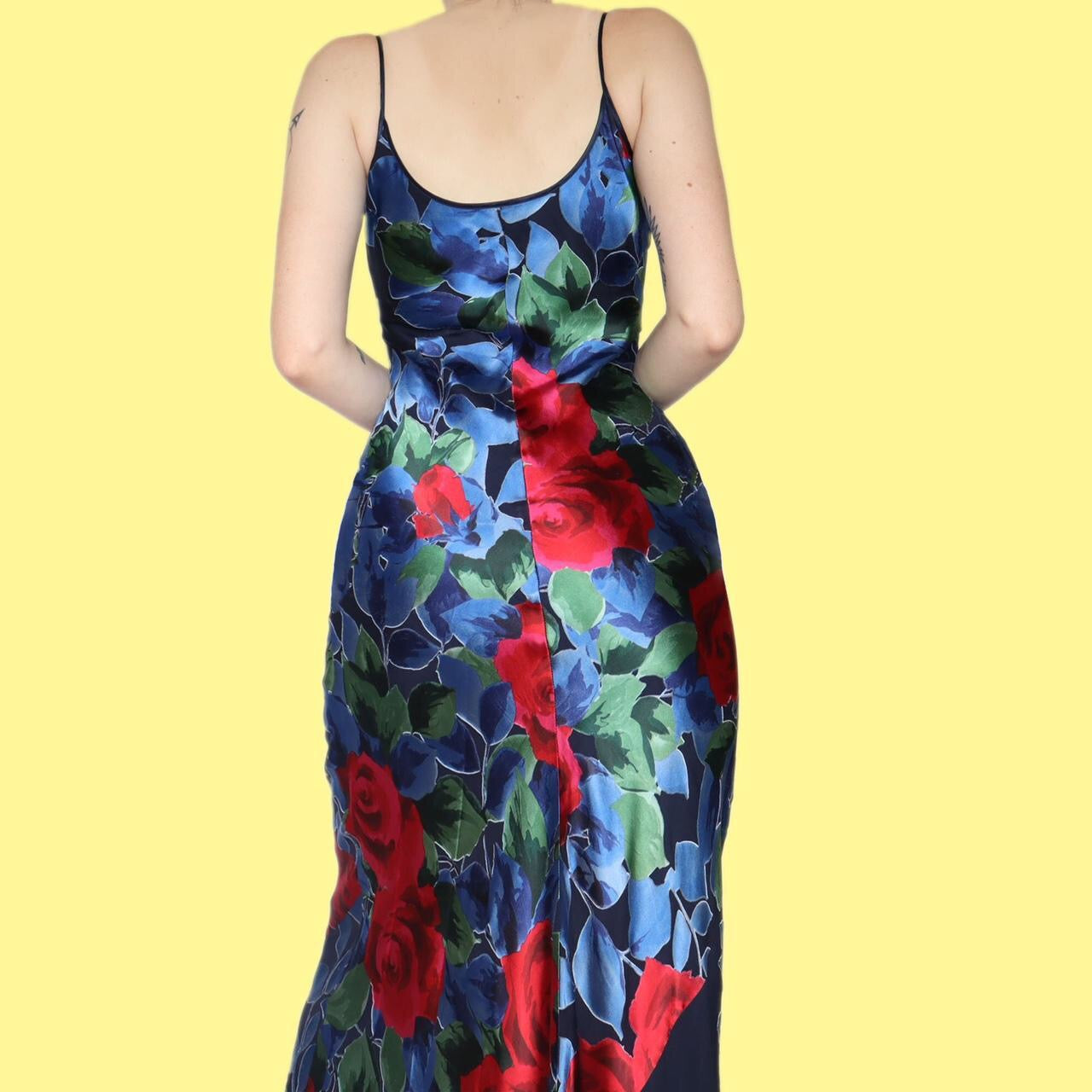 Beautiful silk blend floral slip evening dress UK 10