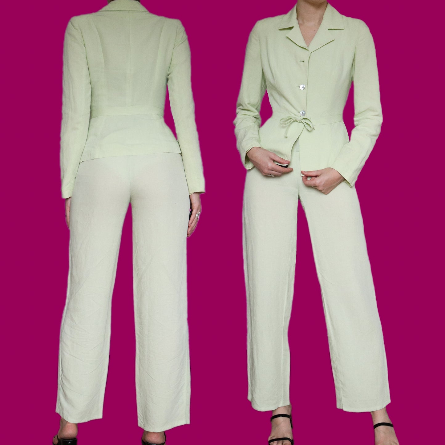 Super chic Kookai pale green 2 piece trouser suit UK 6