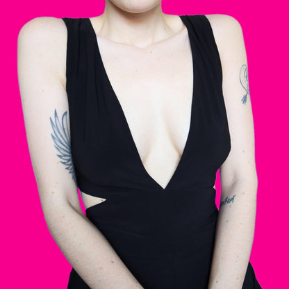 Stunning black stretch cut out jumpsuit UK 14