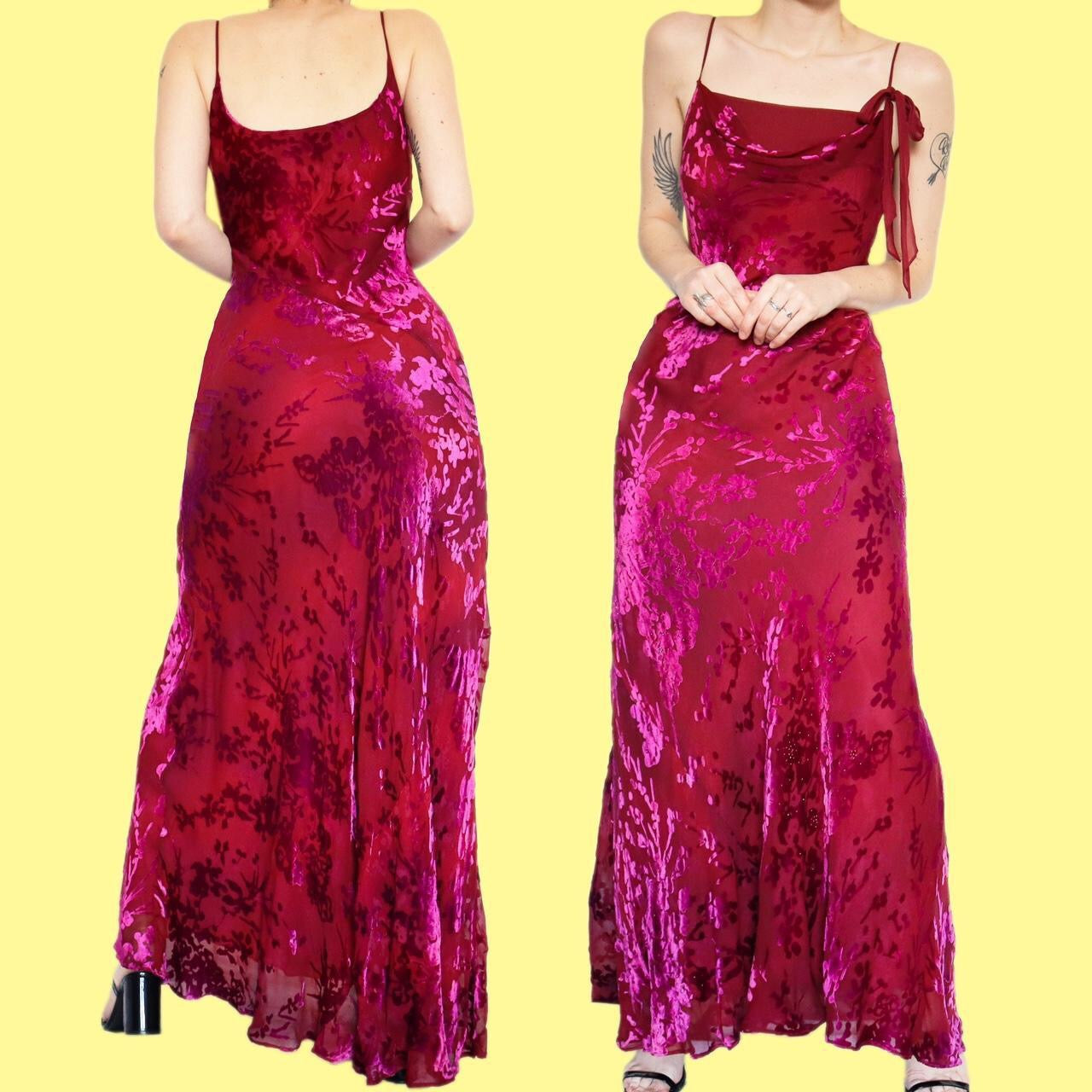Beautiful silk blend velvet devore slip dress UK 14