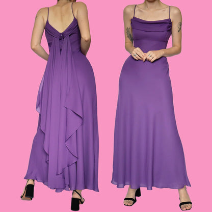 Purple chiffon evening prom dress UK 16