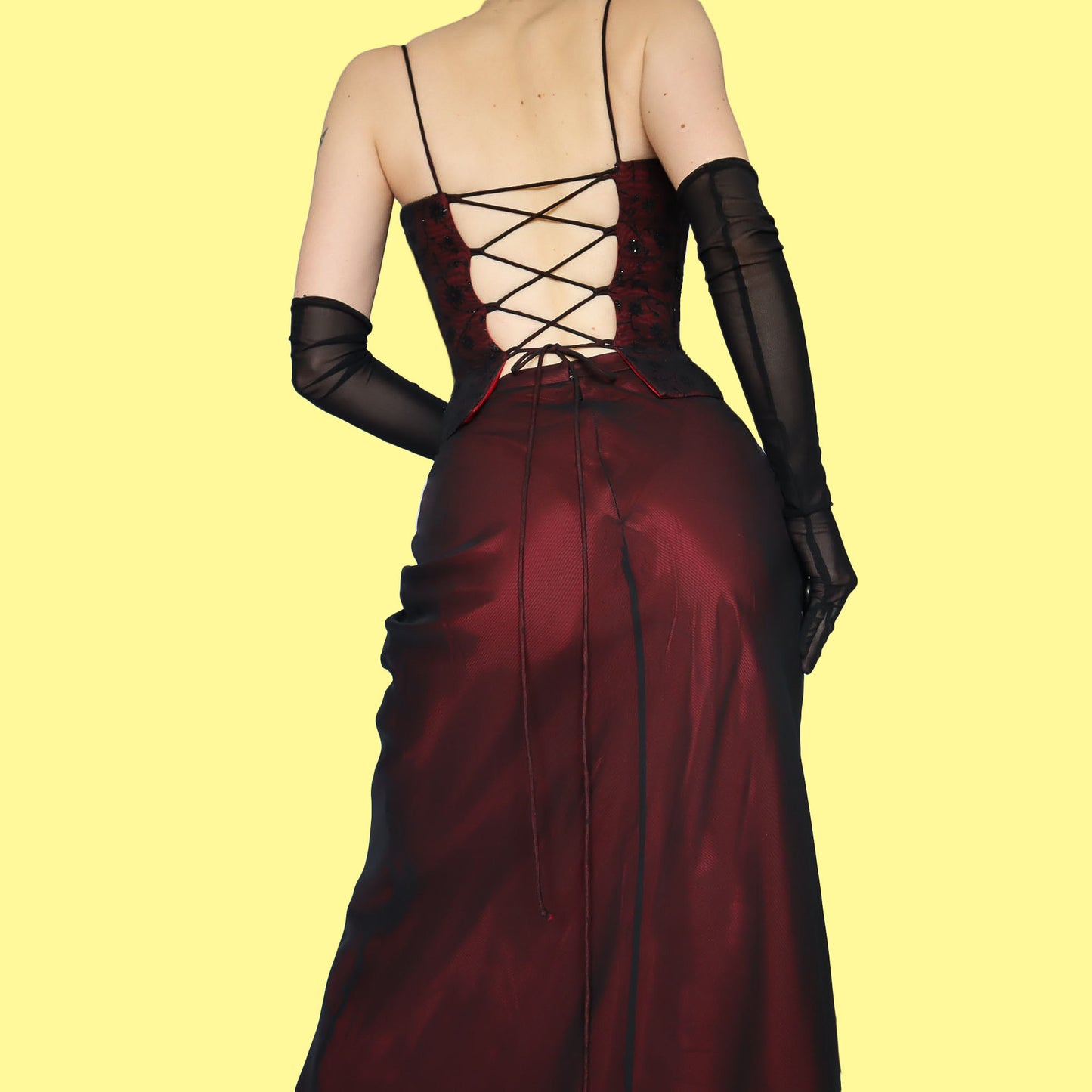 Dark red beaded evening 2 piece UK 10