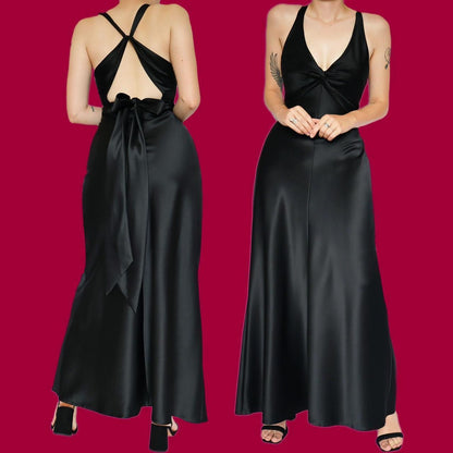 Black Kaleidoscope open back evening dress UK 14