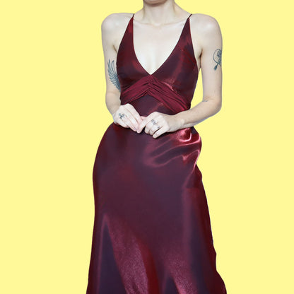 Petite Dave & Johnny silky burgundy evening dress UK 8