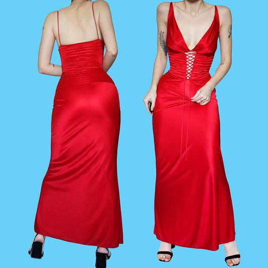 John Charles red evening dress UK 12
