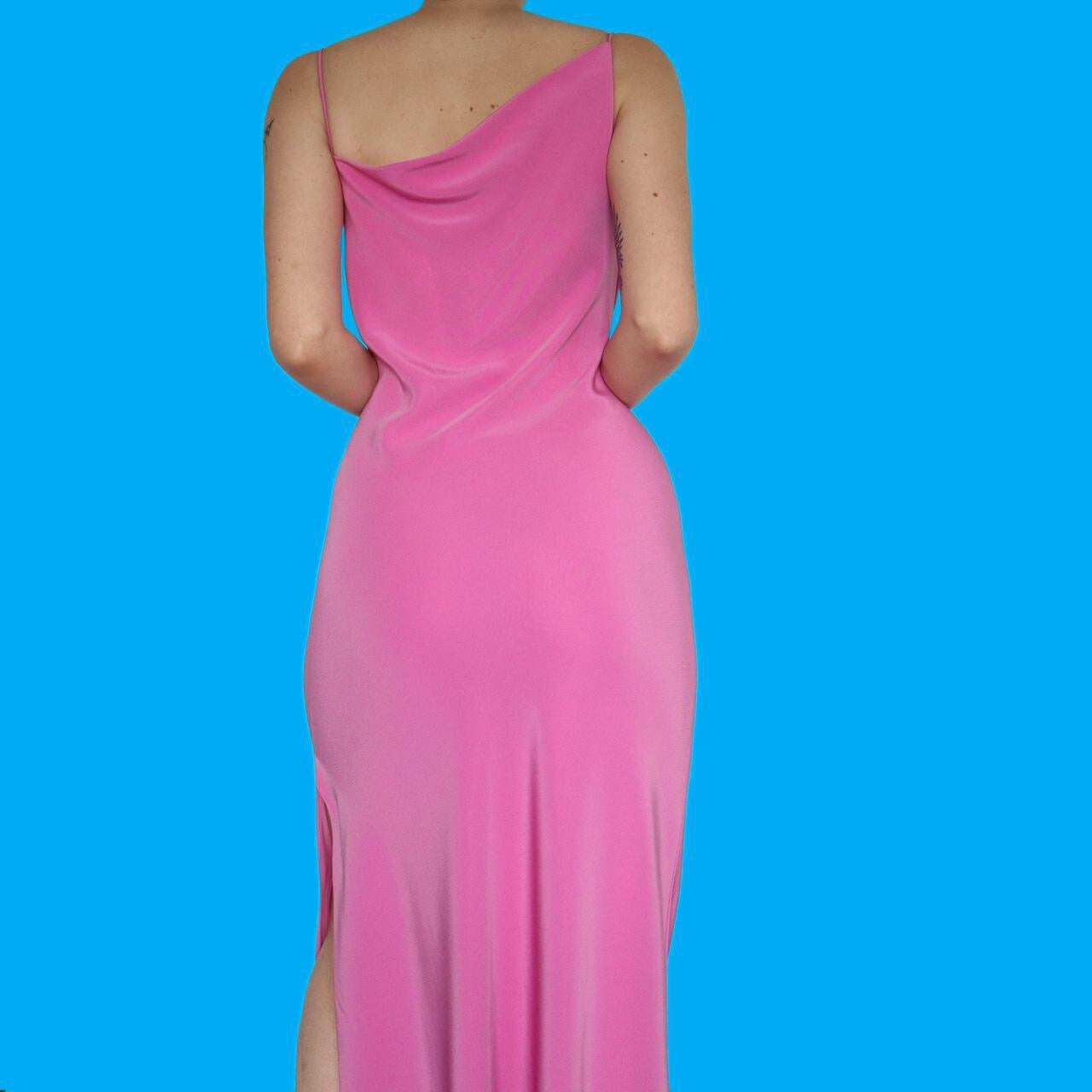 Beautiful After Six pink one shoulder detail evening dress UK 12
