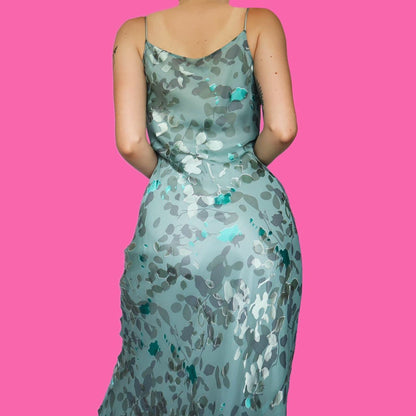 Beautiful blue silk blend slip evening dress UK 12