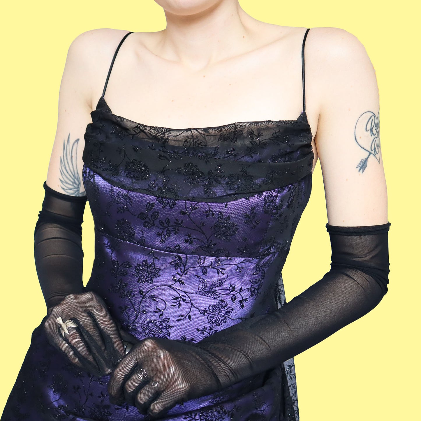 Purple glittery floral evening dress UK 18