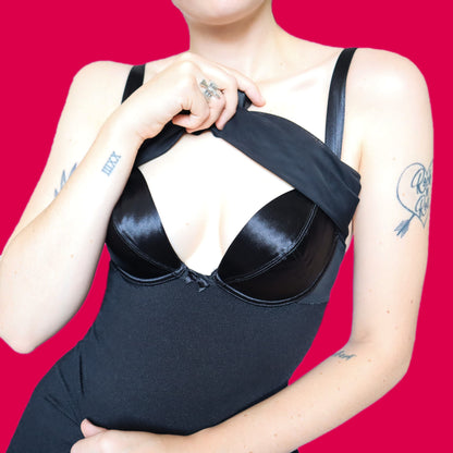 90s Black fitted bra stretch mini dress UK S
