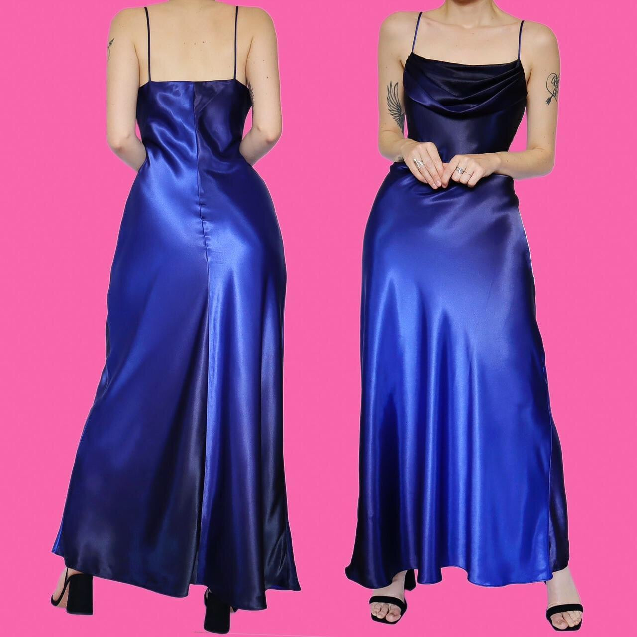Beautiful silky blue slip evening dress UK 12