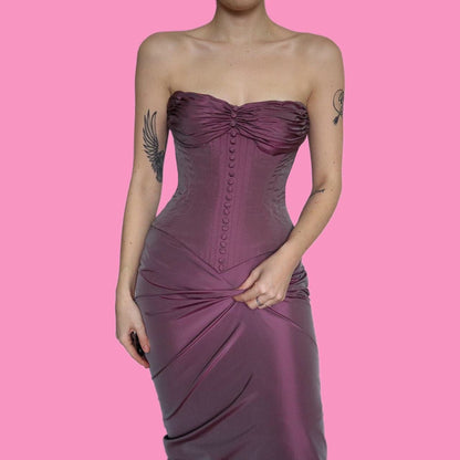 Beautiful lilac John Charles 2 piece corset/skirt set UK 10-12