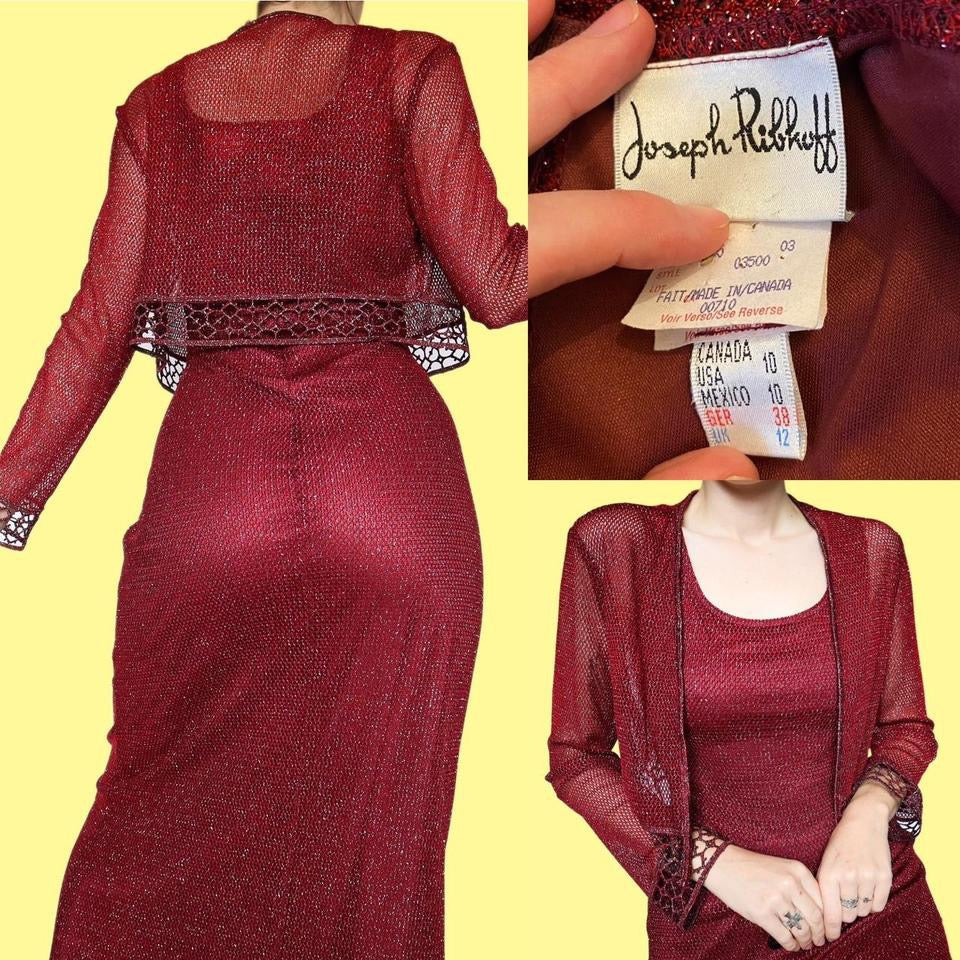 Joseph Ribkoff glittery red dress & shawl UK 12