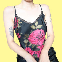 Load image into Gallery viewer, Black floral slip dress with matching top UK 8
