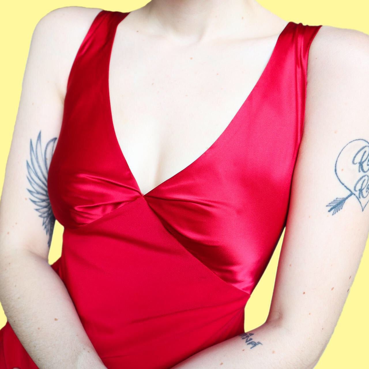 Beautiful bright red strappy back evening dress UK 8