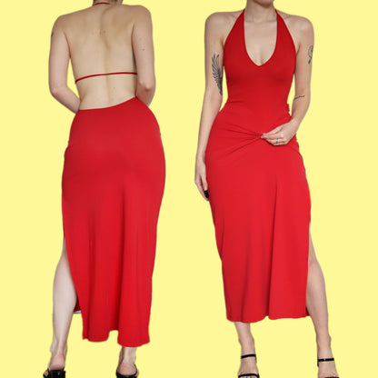 Stunning Nick Coleman red stretch backless dress UK 12
