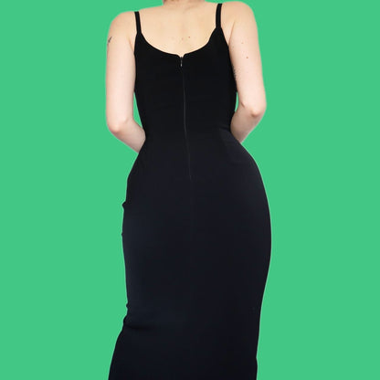 Chic fitted black evening dress UK 10
