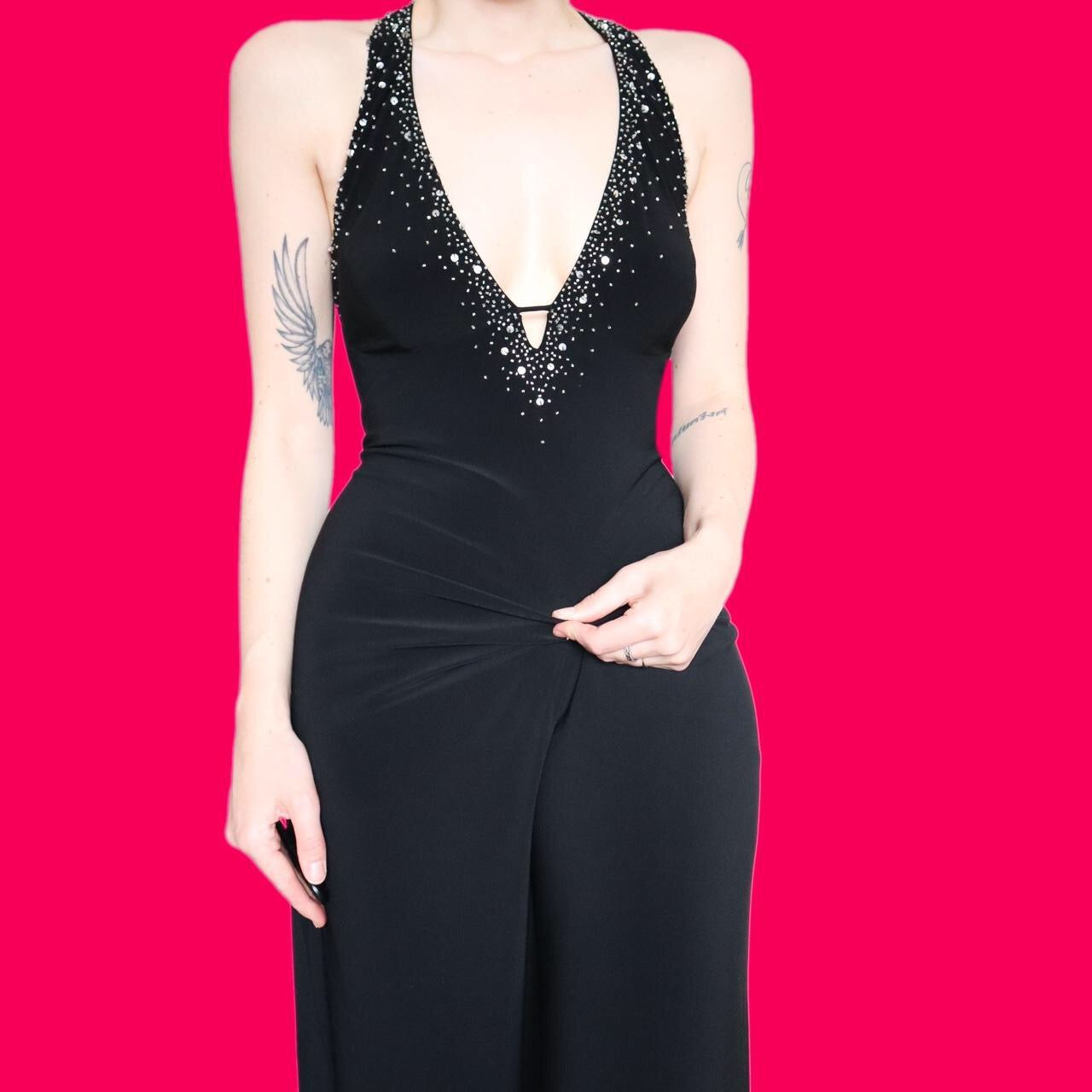 Beautiful black stretch evening dress UK 14