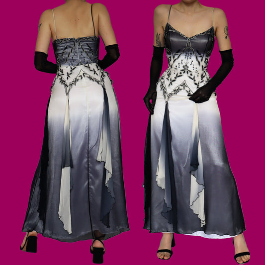 YVE London 100% silk evening dress UK 12