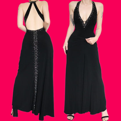 Beautiful black stretch evening dress UK 14