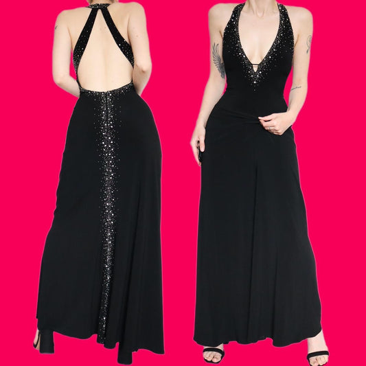 Beautiful black stretch evening dress UK 14