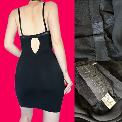 90s Black fitted bra stretch mini dress UK S