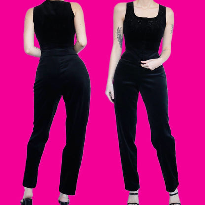 Beautiful vintage black velvet 2 piece set UK 12