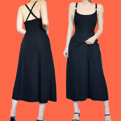 Beautiful black Richards midi diamanté dress UK 14