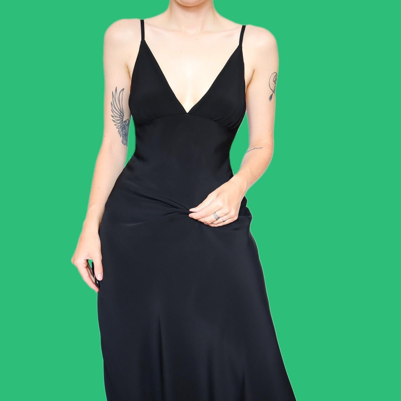 Chic black slip evening dress UK 12