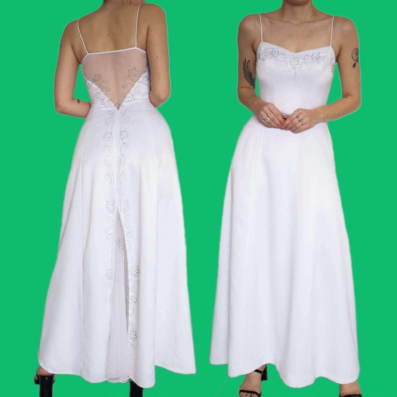 Stunning white Dave & Johnny a-line evening wedding dress UK 10