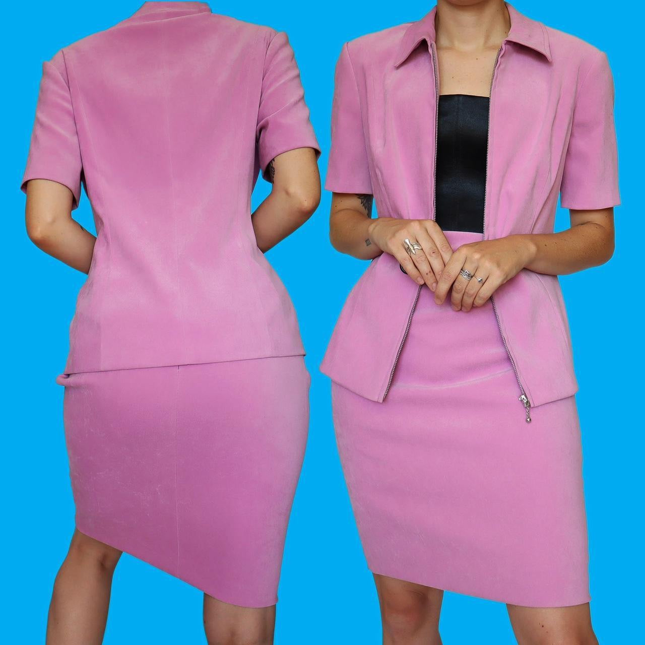 Pink 2 piece skirt & jacket suit UK 14