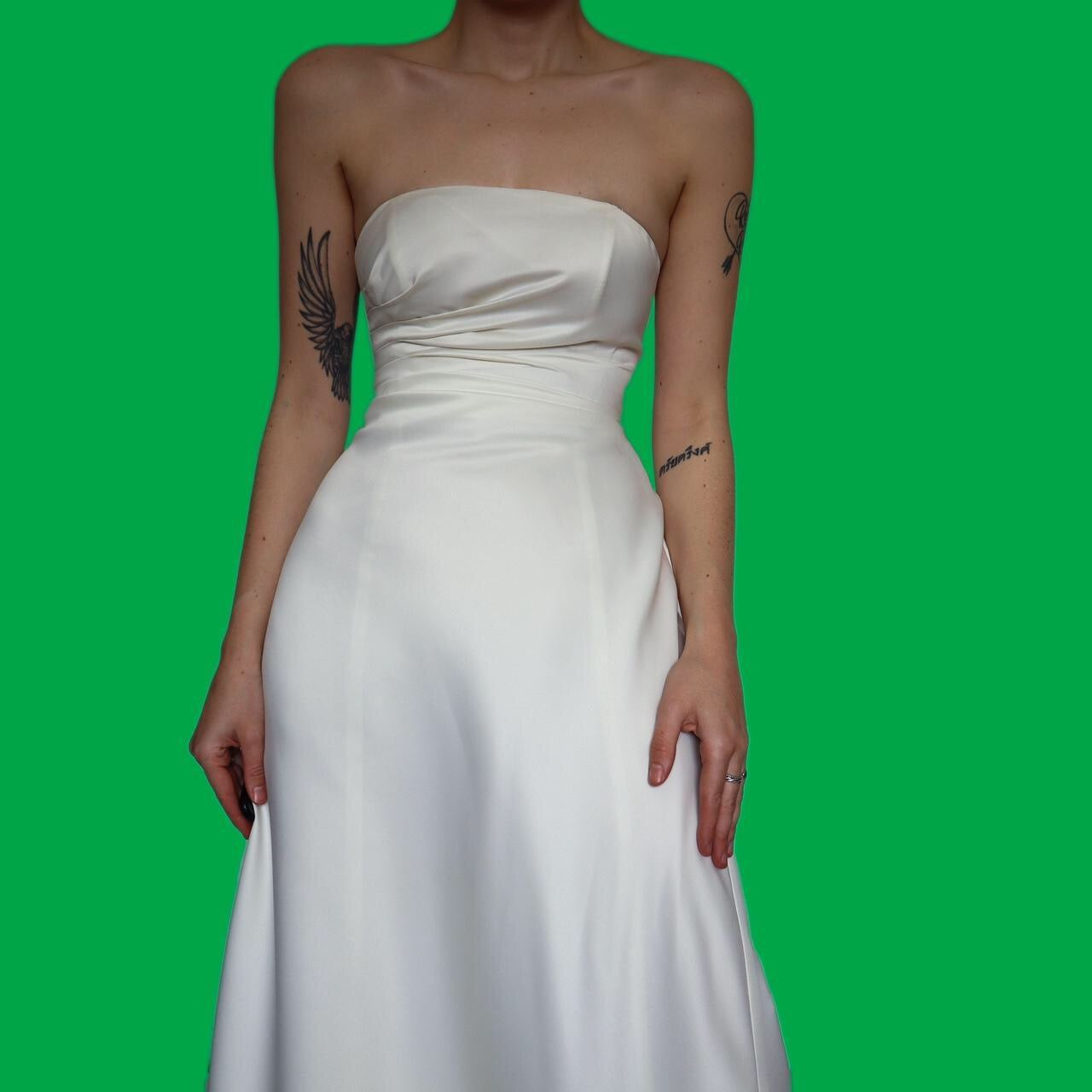 White strapless evening dress UK 8